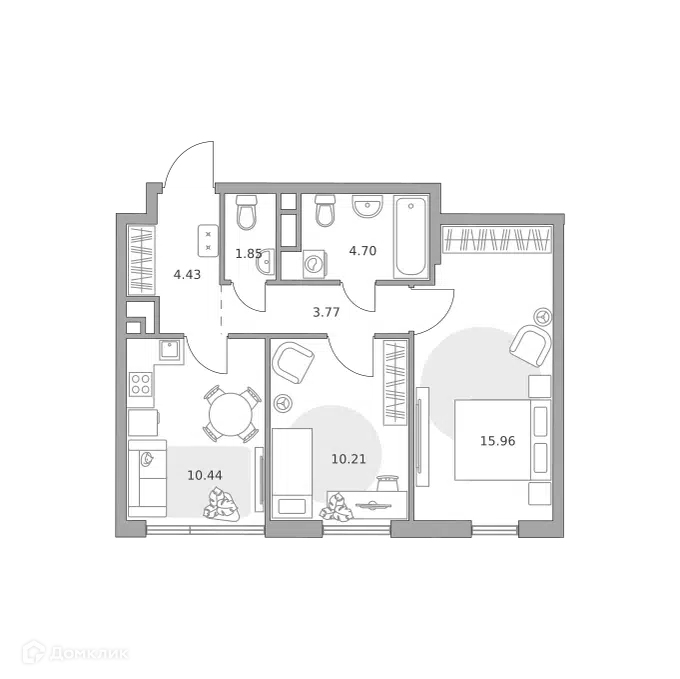 2-комнатная квартира 51.36 м² Нижегородская от Гранель