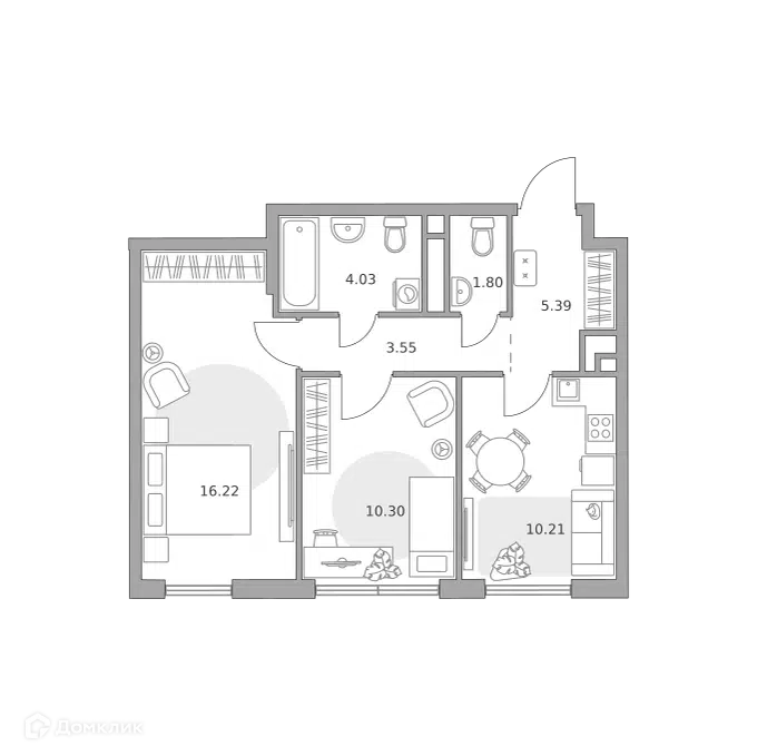 2-комнатная квартира 51.5 м² Нижегородская от Гранель