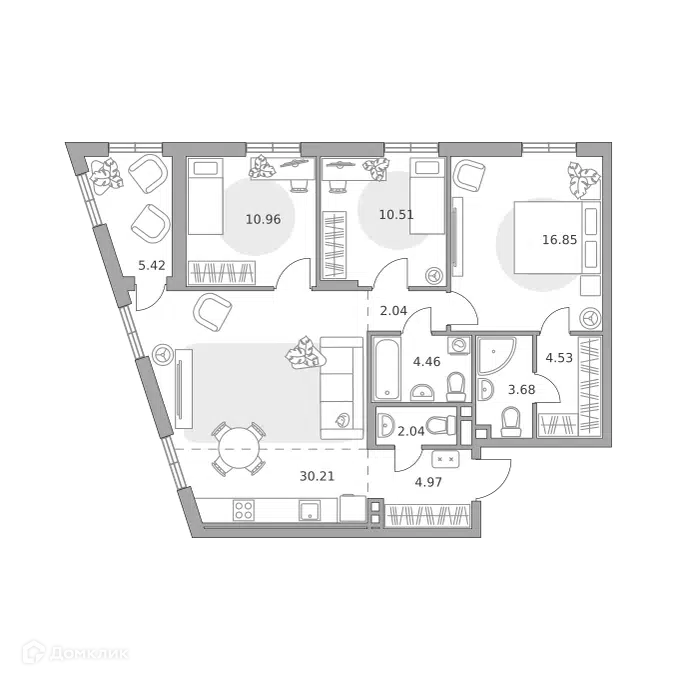 3-комнатная квартира 95.67 м² Нижегородская от Гранель