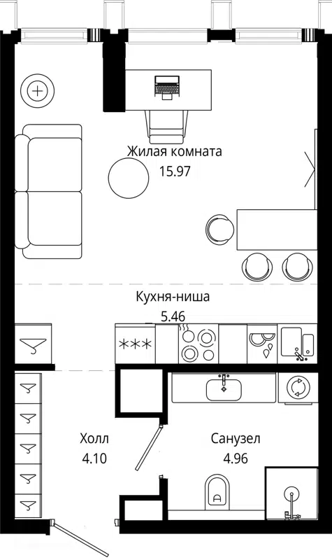 Студия 29.8 м² МОД