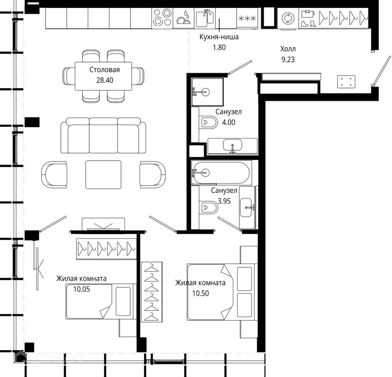2-комнатная квартира 68.8 м² МОД