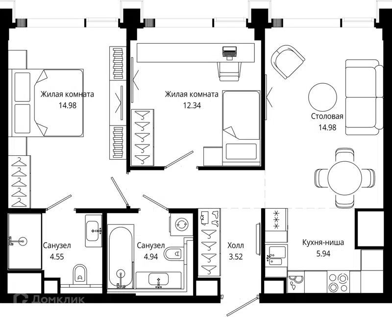 2-комнатная квартира 66.5 м² МОД