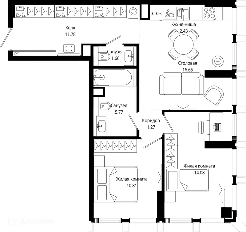 2-комнатная квартира 64.8 м² МОД