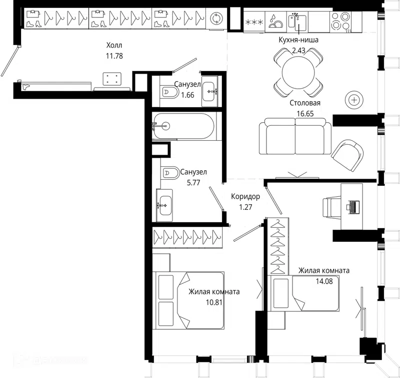 2-комнатная квартира 64.5 м² МОД