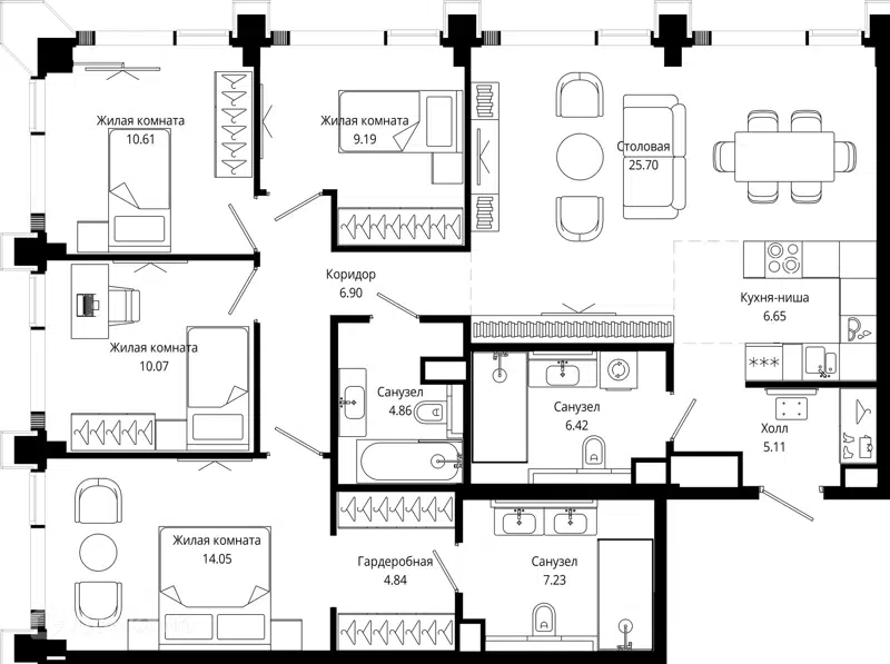4-комнатная квартира 115 м² МОД