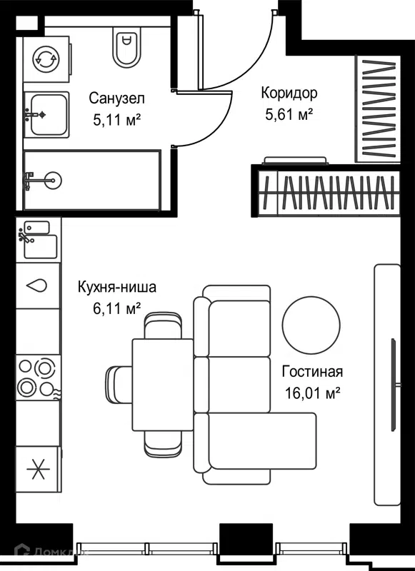 Студия 32.84 м² Селигер Сити