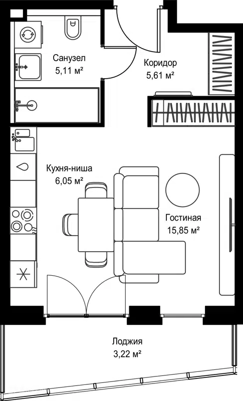 Студия 35.84 м² Селигер Сити