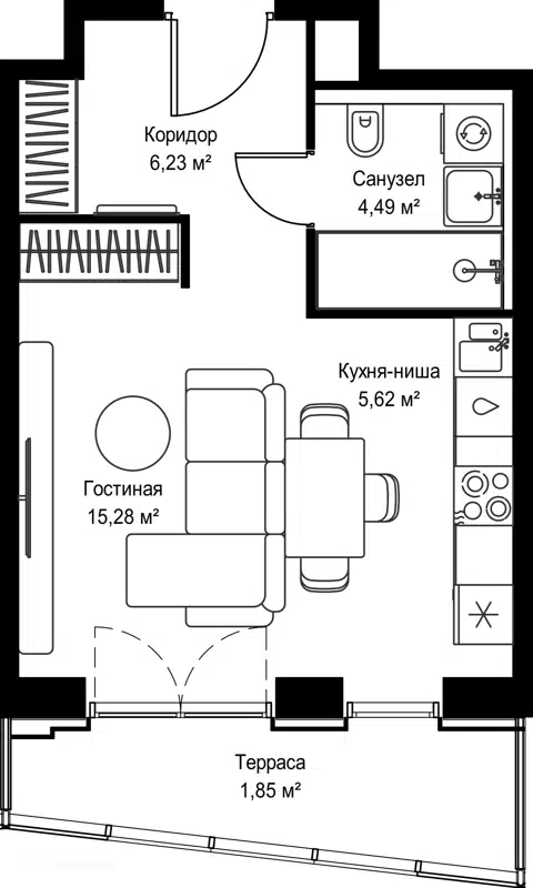 Студия 33.47 м² Селигер Сити