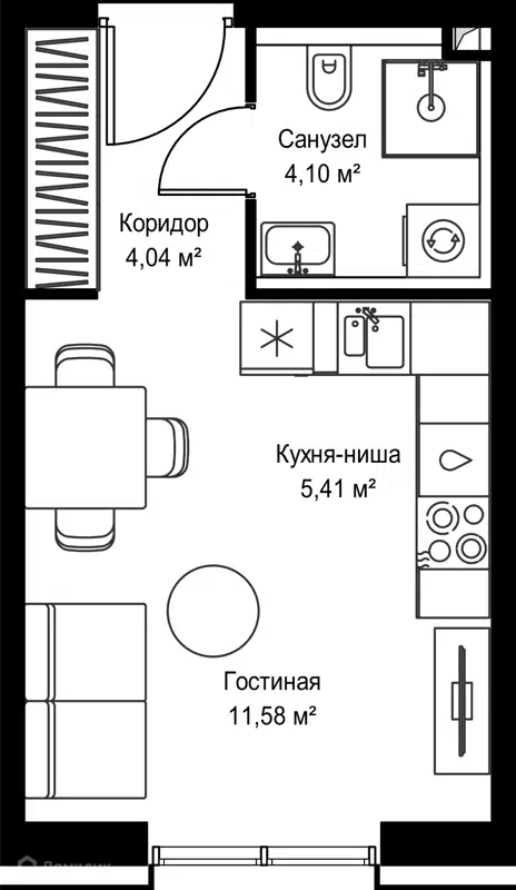 Студия 25.13 м² Селигер Сити