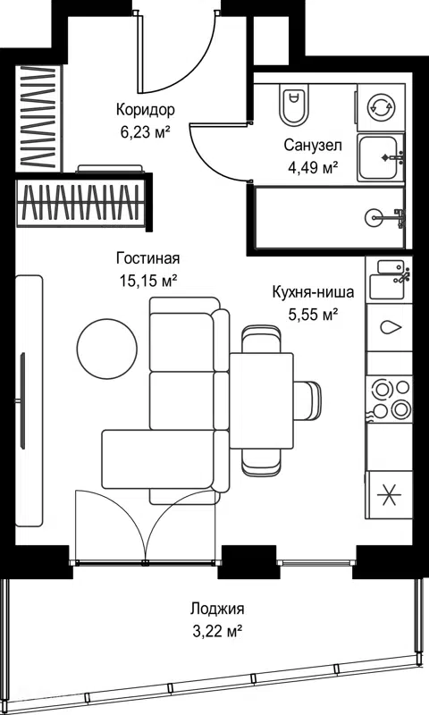 Студия 34.64 м² Селигер Сити