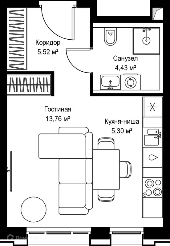 Студия 29.01 м² Селигер Сити