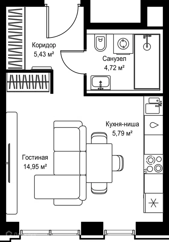 Студия 30.89 м² Селигер Сити