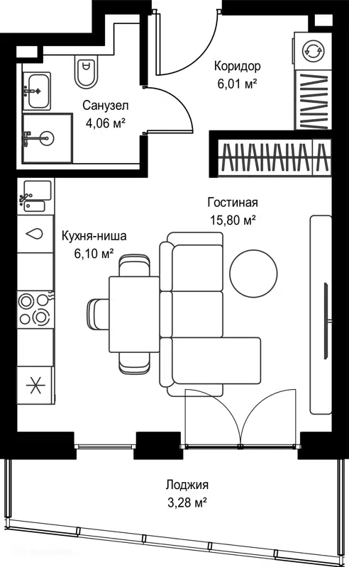 Студия 35.25 м² Селигер Сити
