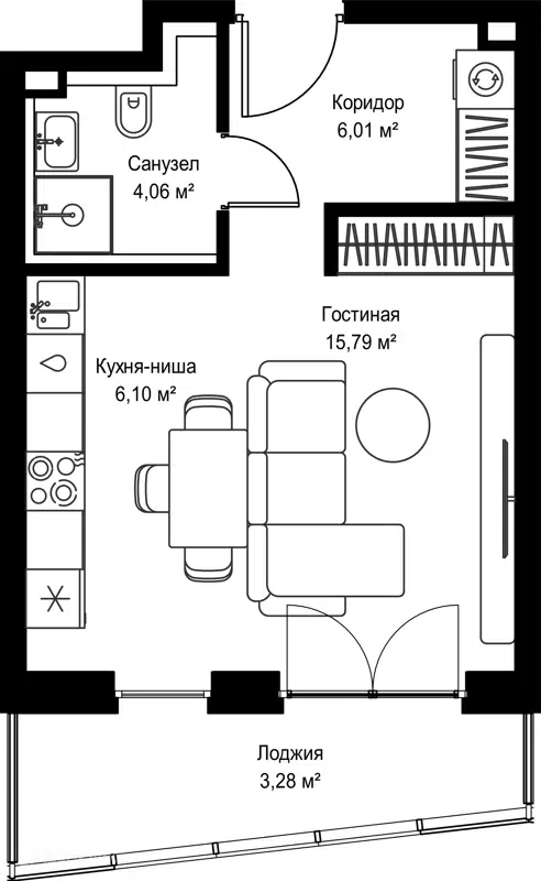 Студия 35.24 м² Селигер Сити