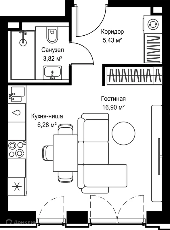 Студия 32.43 м² Селигер Сити