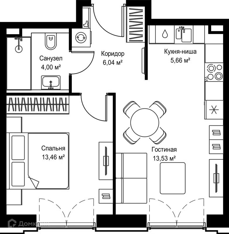 1-комнатная квартира 42.69 м² Селигер Сити