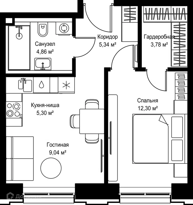 1-комнатная квартира 40.62 м² Селигер Сити