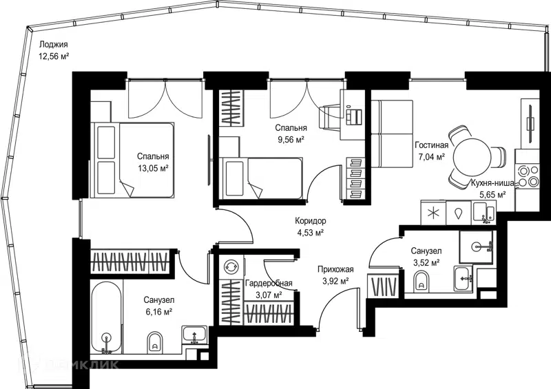 2-комнатная квартира 69.06 м² Селигер Сити