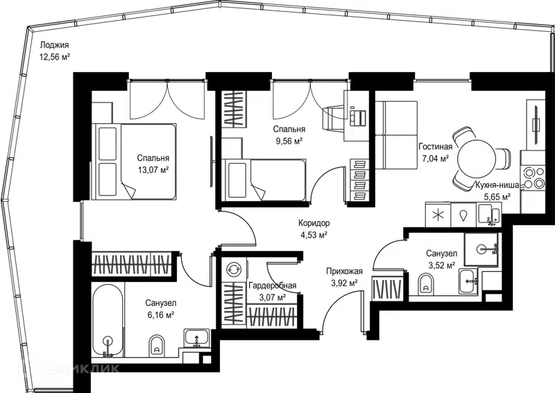 2-комнатная квартира 69.08 м² Селигер Сити