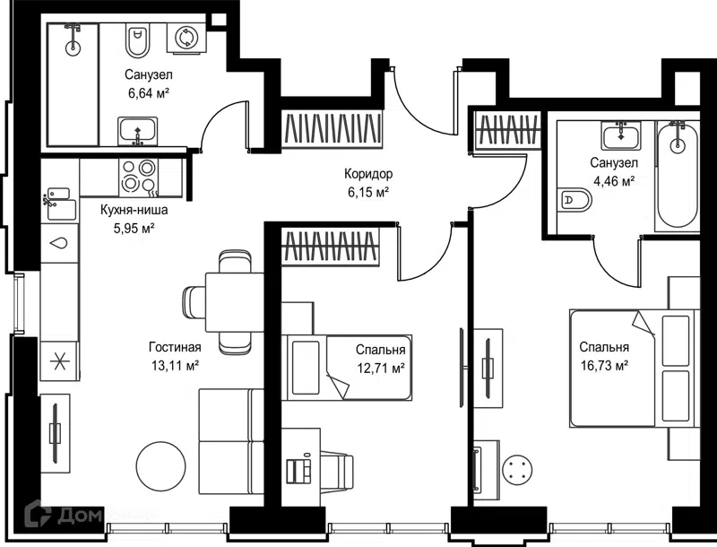 2-комнатная квартира 65.75 м² Селигер Сити