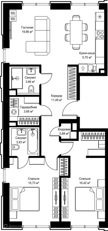 2-комнатная квартира 81.35 м² Селигер Сити