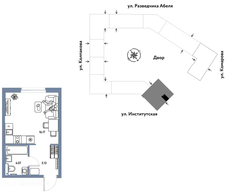 1-комнатная квартира 25.37 м² Страна.Парковая