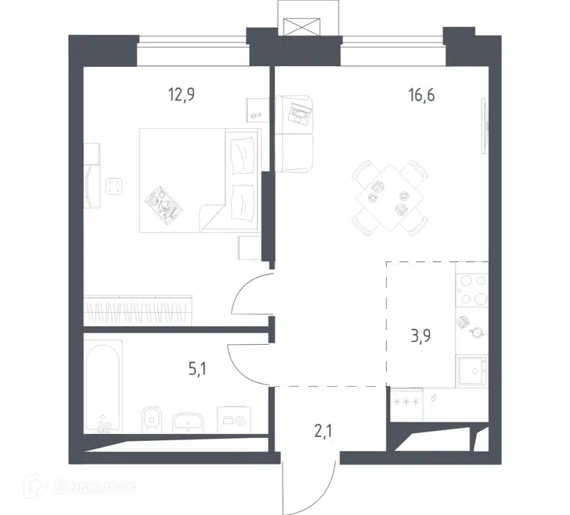 1-комнатная квартира 40.58 м² Верейская 41