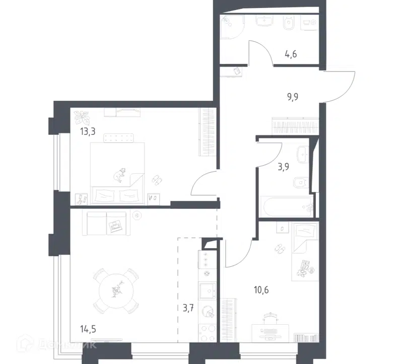 2-комнатная квартира 60.43 м² Верейская 41