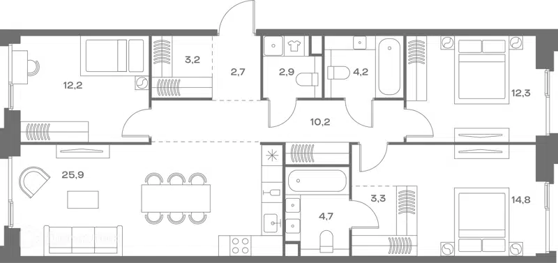 3-комнатная квартира 96.2 м² СОУЛ