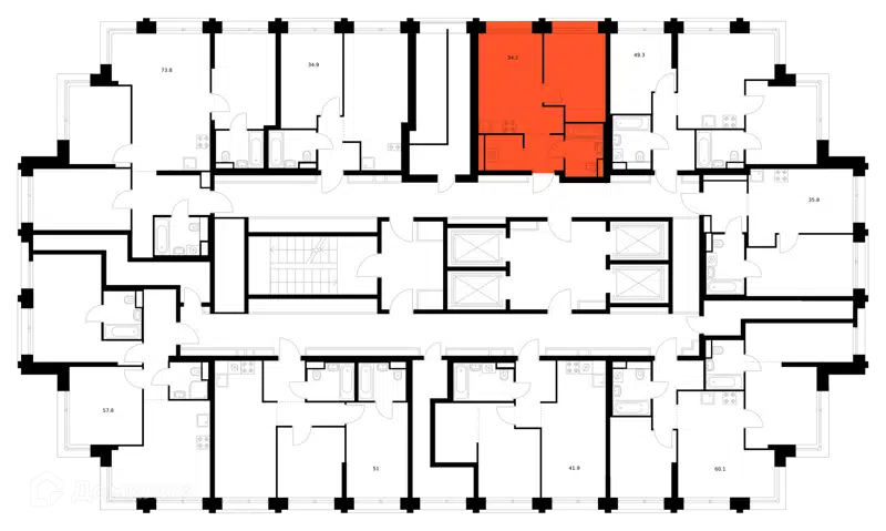 1-комнатная квартира 34.2 м² Строгино 360
