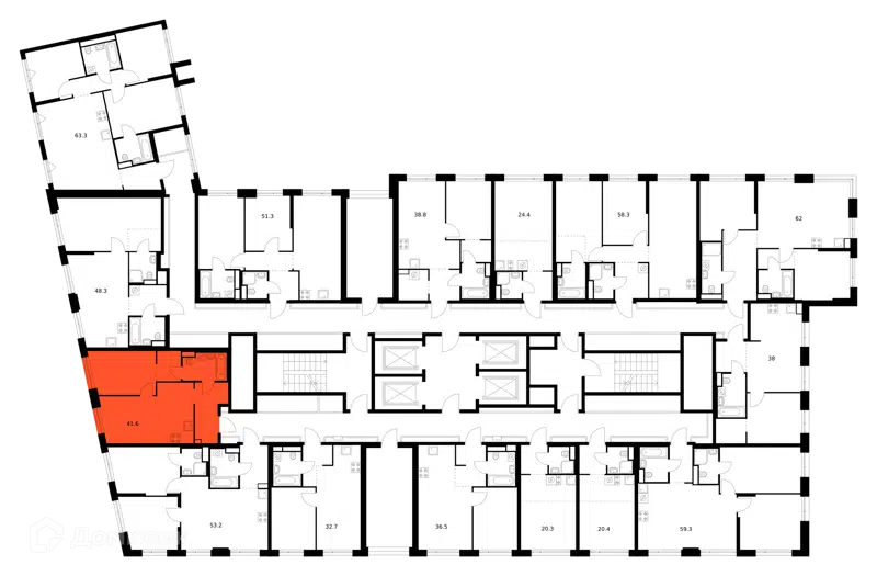 1-комнатная квартира 41.6 м² 2-й Иртышский