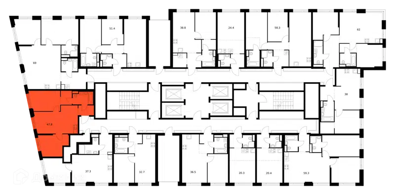 2-комнатная квартира 47.8 м² 2-й Иртышский