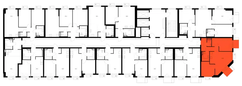 2-комнатная квартира 52.3 м² Белая Дача парк