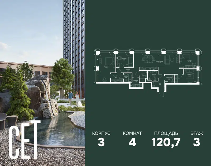 4-комнатная квартира 120.7 м² СЕТ