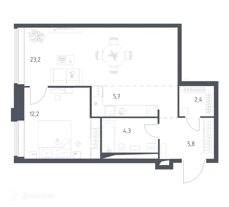 1-комнатная квартира 53.35 м² Верейская 41