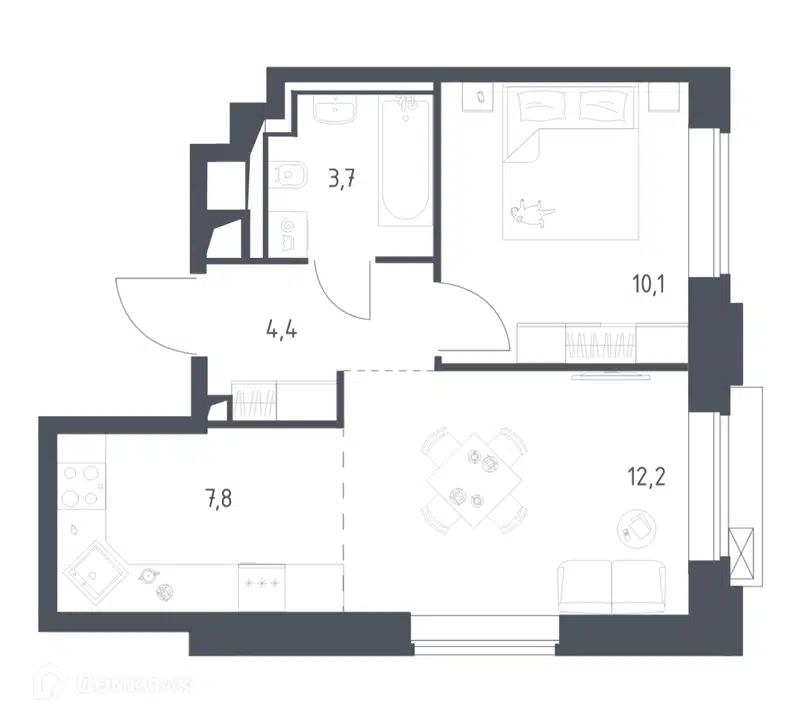 1-комнатная квартира 37.99 м² Верейская 41