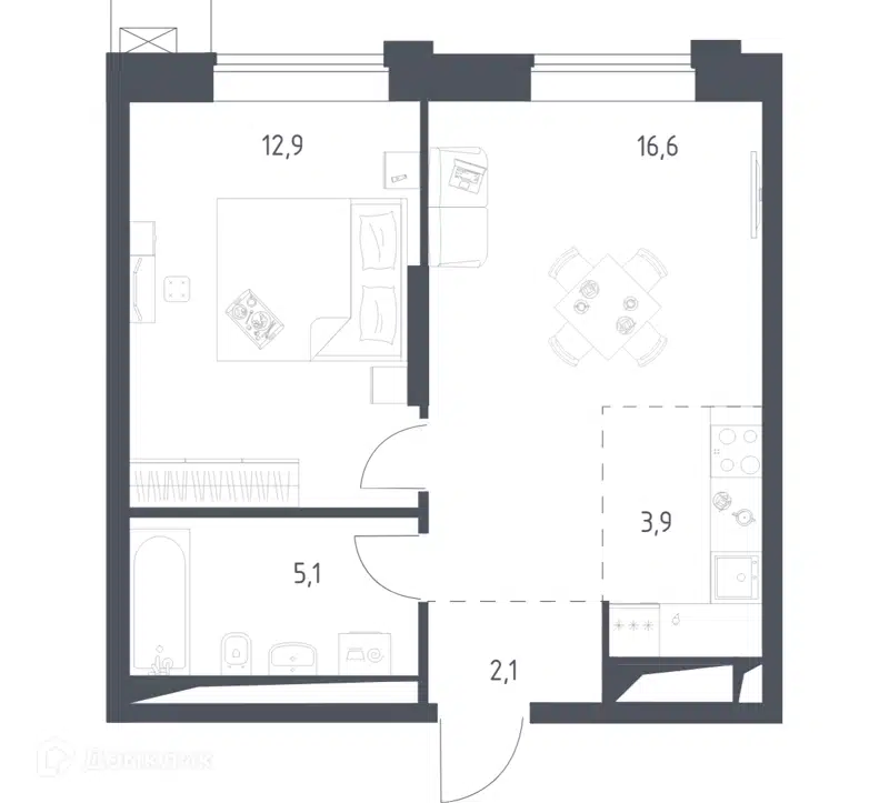 1-комнатная квартира 40.58 м² Верейская 41