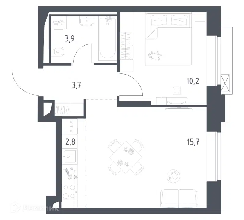 1-комнатная квартира 36.18 м² Верейская 41