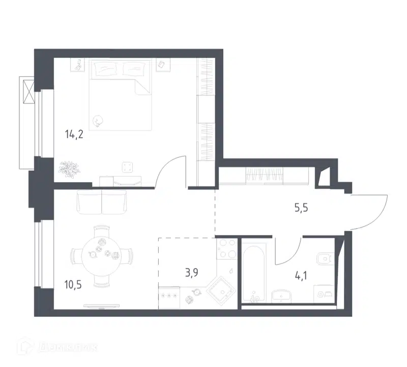 1-комнатная квартира 38.09 м² Верейская 41