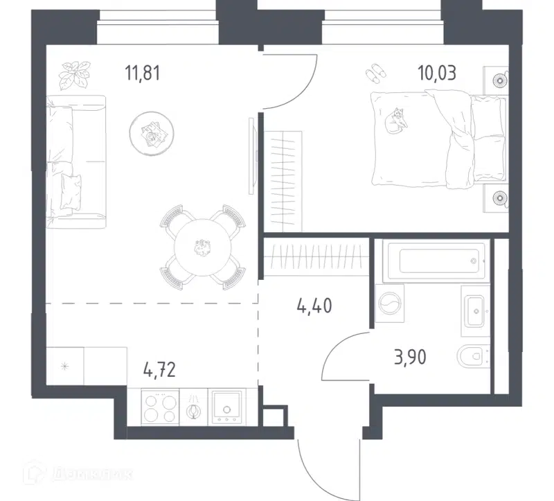 1-комнатная квартира 34.86 м² Верейская 41