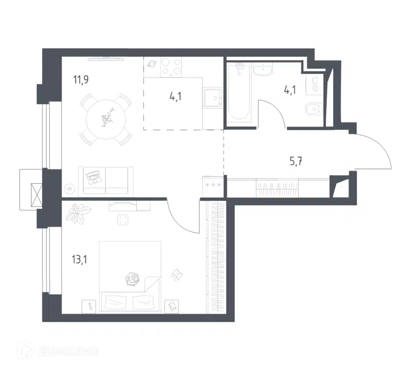 1-комнатная квартира 38.76 м² Верейская 41