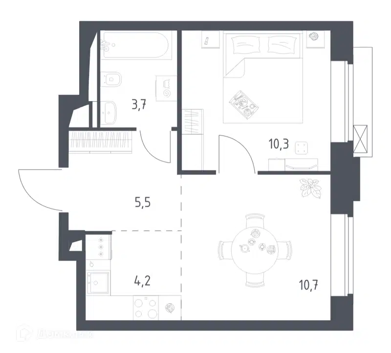1-комнатная квартира 34.4 м² Верейская 41