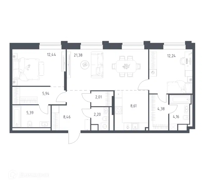 2-комнатная квартира 87.4 м² Верейская 41
