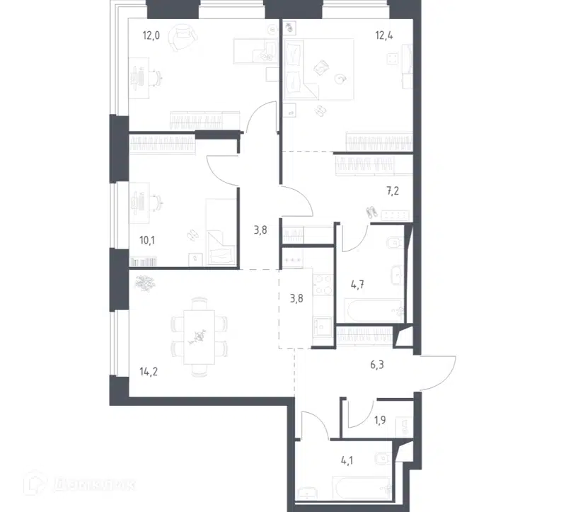 3-комнатная квартира 80.78 м² Верейская 41