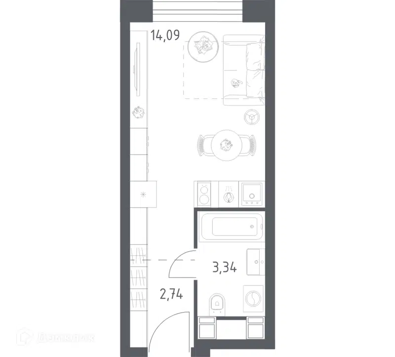 Студия 20.17 м² Пятницкое 58