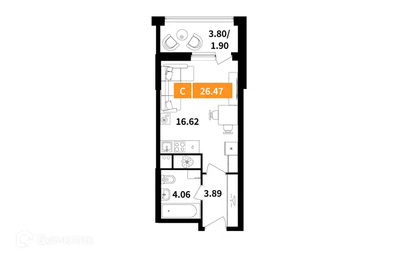 Студия 26.47 м² Планерный квартал