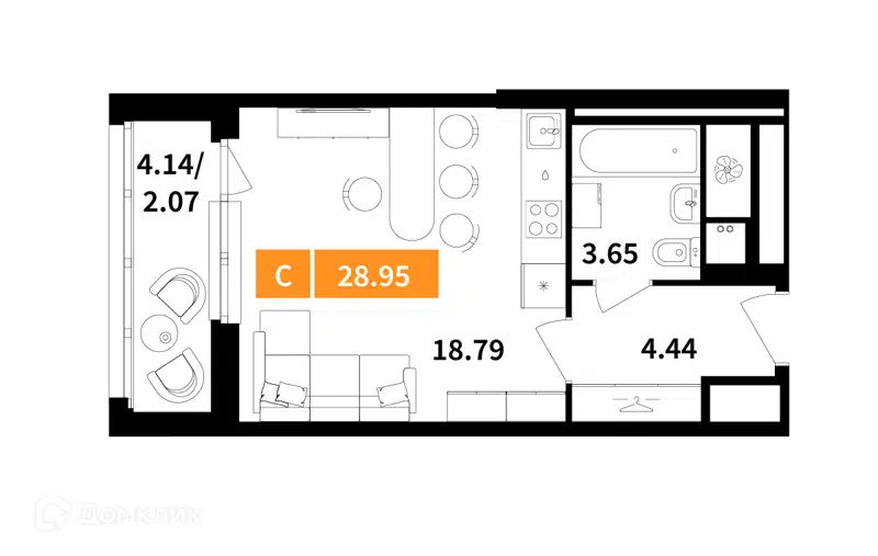 Студия 28.95 м² Планерный квартал