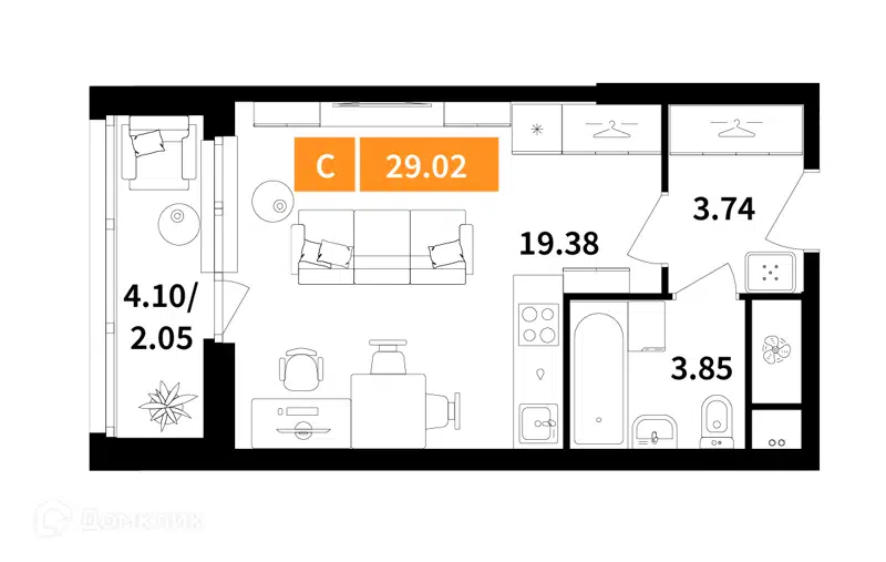 Студия 29.02 м² Планерный квартал
