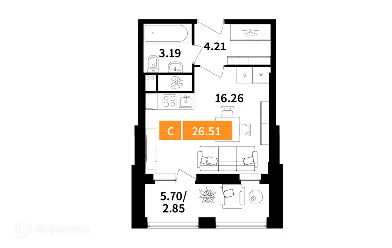 Студия 26.51 м² Планерный квартал