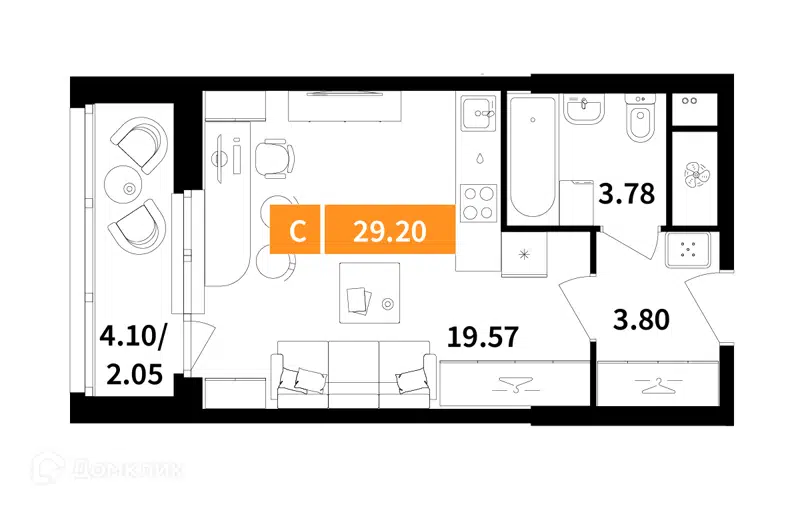 Студия 29.2 м² Планерный квартал